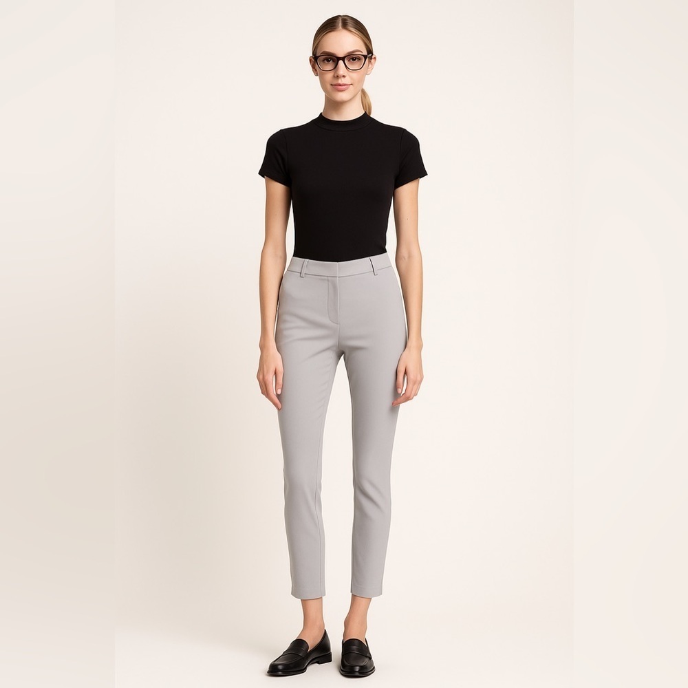 Willi Smith Women’s Side-Zip Split Hem Ankle Length Work Pants in Light Gray, 6